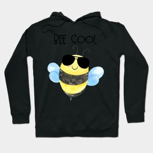 Cute Watercolor Cool Bee With Sunglasses Hoodie